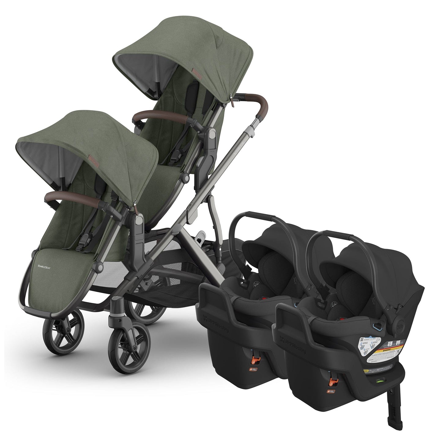 UPPAbaby Vista V3 Twin Stroller with RumbleSeat V3 + Aria Travel System Bundle - Evelyn / Jake - TWIN-V3-TRVL-ARIA-0303-VSO-NA-EVE