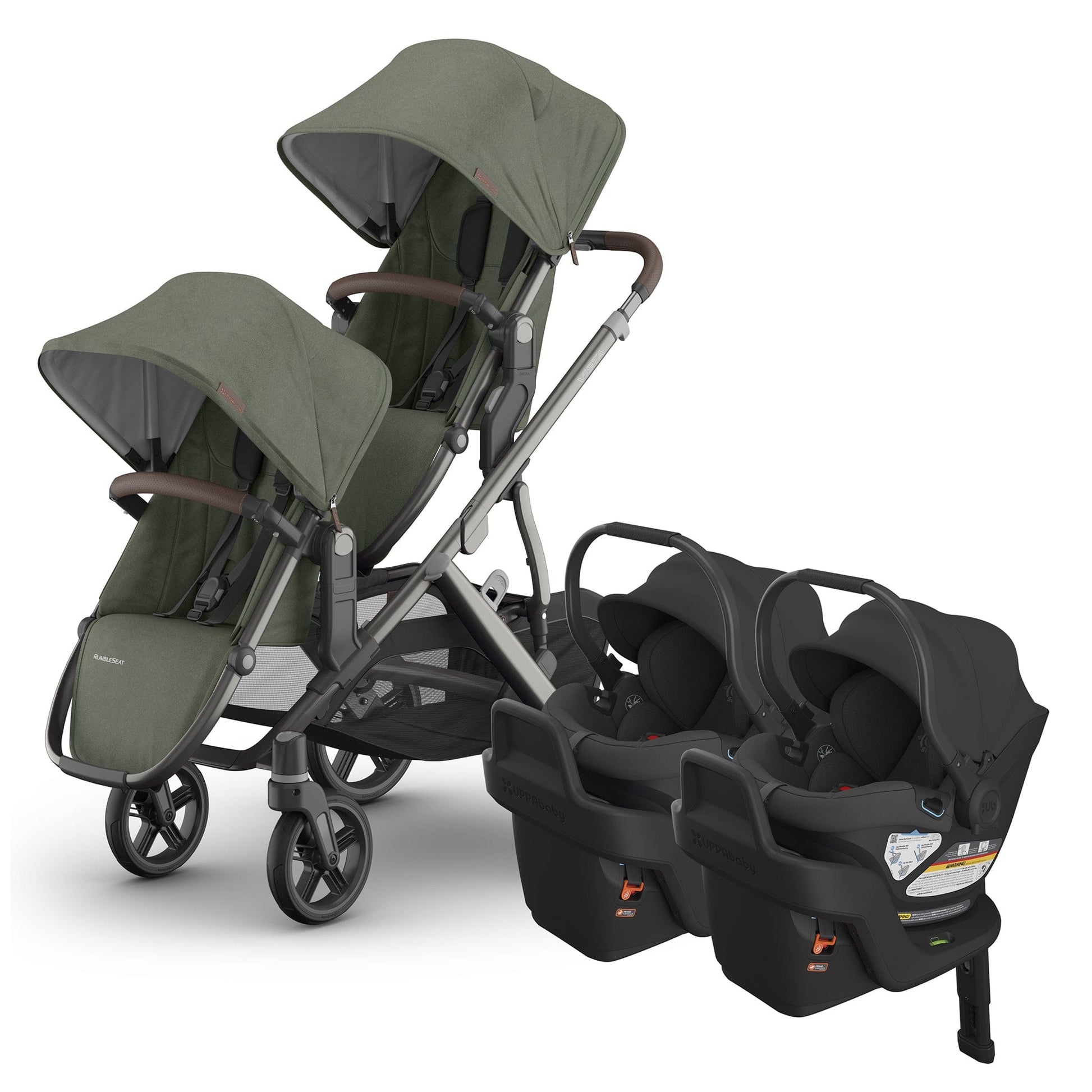 UPPAbaby Vista V3 Twin Stroller with RumbleSeat V3 + Aria Travel System Bundle - Evelyn / Jake - TWIN-V3-TRVL-ARIA-0303-VSO-NA-EVE