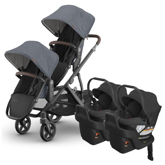 UPPAbaby Vista V3 Twin Stroller with RumbleSeat V3 + Aria Travel System Bundle - Julian / Jake - TWIN-V3-TRVL-ARIA-0303-VSO-NA-JUL