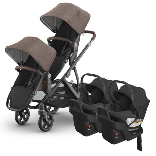 UPPAbaby Vista V3 Twin Stroller with RumbleSeat V3 + Aria Travel System Bundle - Owen / Jake - TWIN-V3-TRVL-ARIA-0303-VSO-NA-OWN