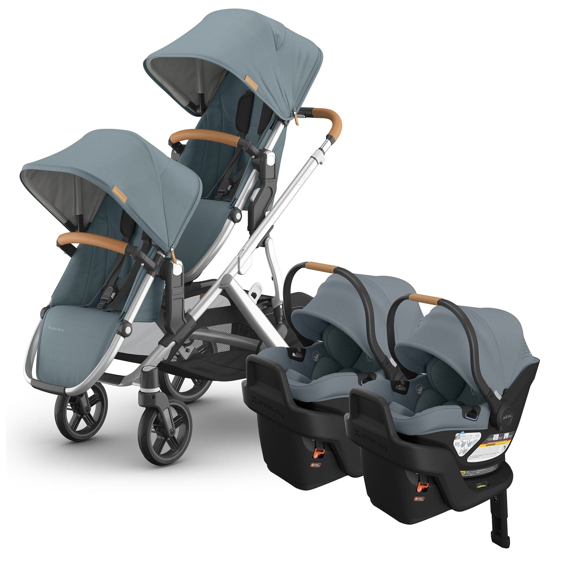 UPPAbaby Vista V3 Twin Stroller with RumbleSeat V3 + Aria V2 Travel System Bundle - Callum / Callum - TWIN-V3-TRVL-ARIA-V2-0303-VSO-NA-CLM