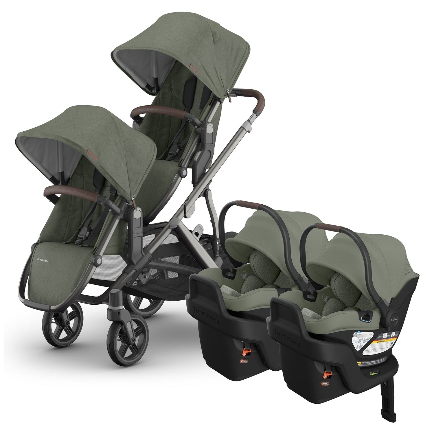 UPPAbaby Vista V3 Twin Stroller with RumbleSeat V3 + Aria V2 Travel System Bundle - Evelyn / Evelyn - TWIN-V3-TRVL-ARIA-V2-0303-VSO-NA-EVE