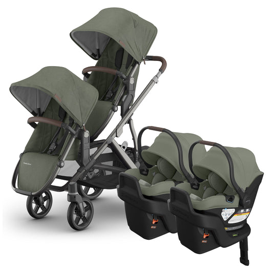 UPPAbaby Vista V3 Twin Stroller with RumbleSeat V3 + Aria V2 Travel System Bundle - Evelyn / Evelyn - TWIN-V3-TRVL-ARIA-V2-0303-VSO-NA-EVE