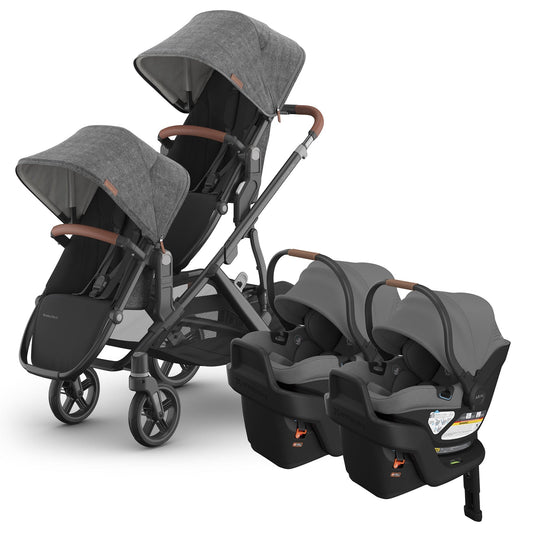 UPPAbaby Vista V3 Twin Stroller with RumbleSeat V3 + Aria V2 Travel System Bundle - Greyson / Greyson - TWIN-V3-TRVL-ARIA-V2-0303-VSO-NA-GRY