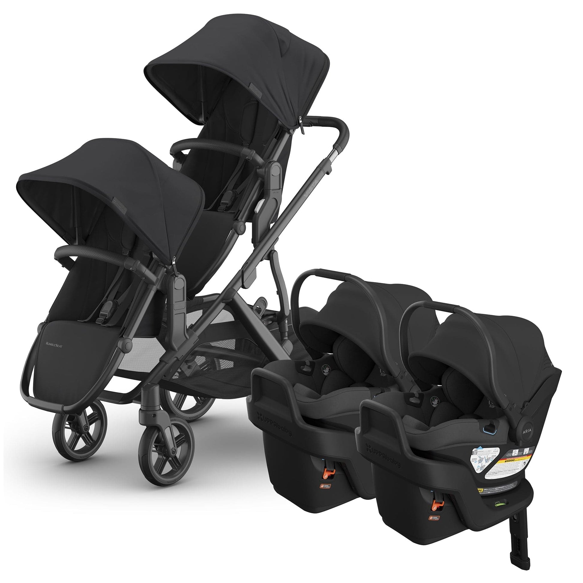 UPPAbaby Vista V3 Twin Stroller with RumbleSeat V3 + Aria V2 Travel System Bundle - Jake / Jake - TWIN-V3-TRVL-ARIA-V2-0303-VSO-NA-JKE