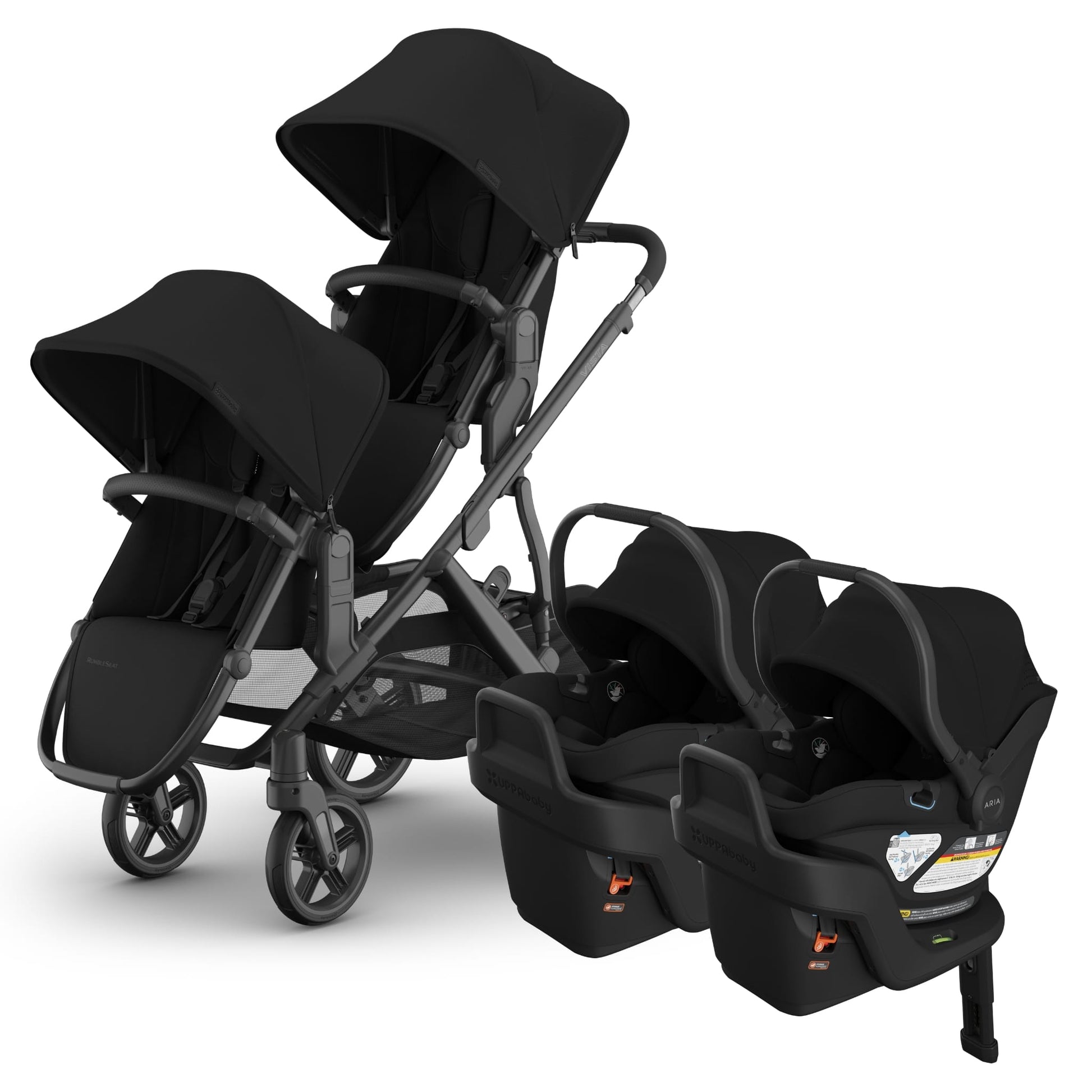 UPPAbaby Vista V3 Twin Stroller with RumbleSeat V3 + Aria V2 Travel System Bundle