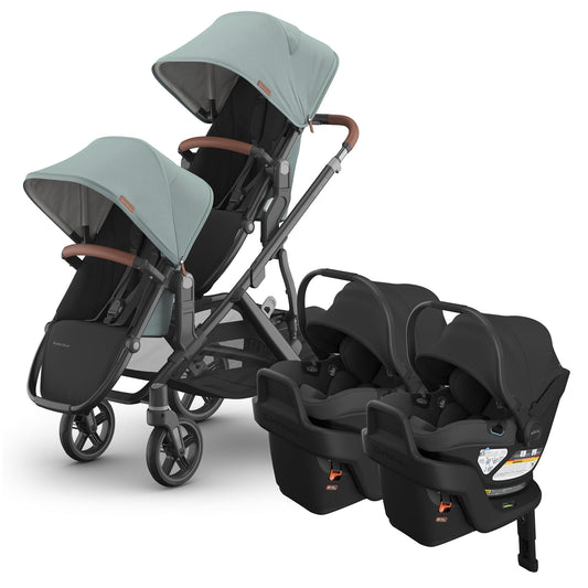 UPPAbaby Vista V3 Twin Stroller with RumbleSeat V3 + Aria V2 Travel System Bundle - Kenzi / Jake - TWIN-V3-TRVL-ARIA-V2-0303-VSO-NA-KNZ