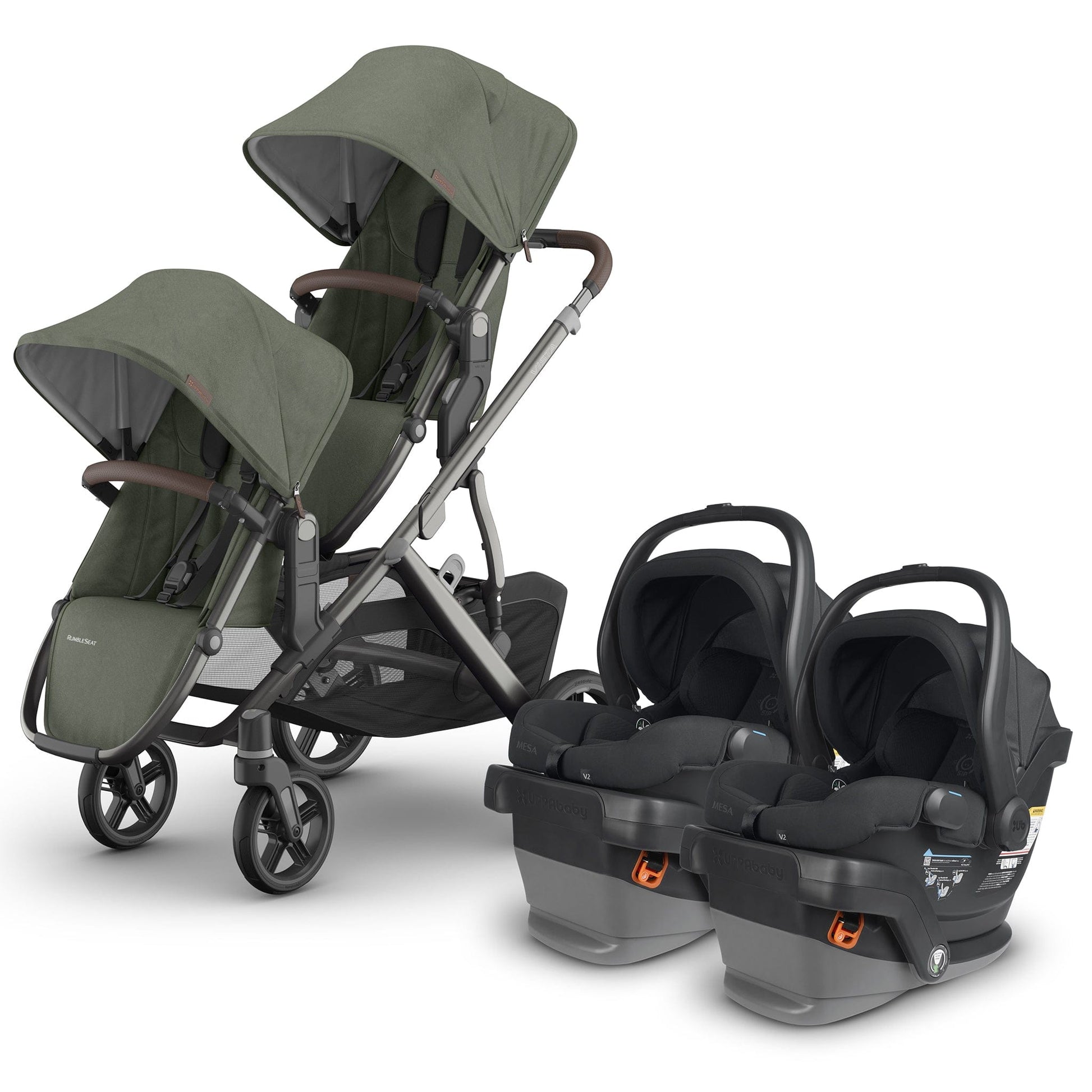 UPPAbaby Vista V3 Twin Stroller with RumbleSeat V3 + Mesa V2 Travel System Bundle - Evelyn / Jake - TWIN-V3-TRVL-MESA-V2-0303-VSO-NA-EVE