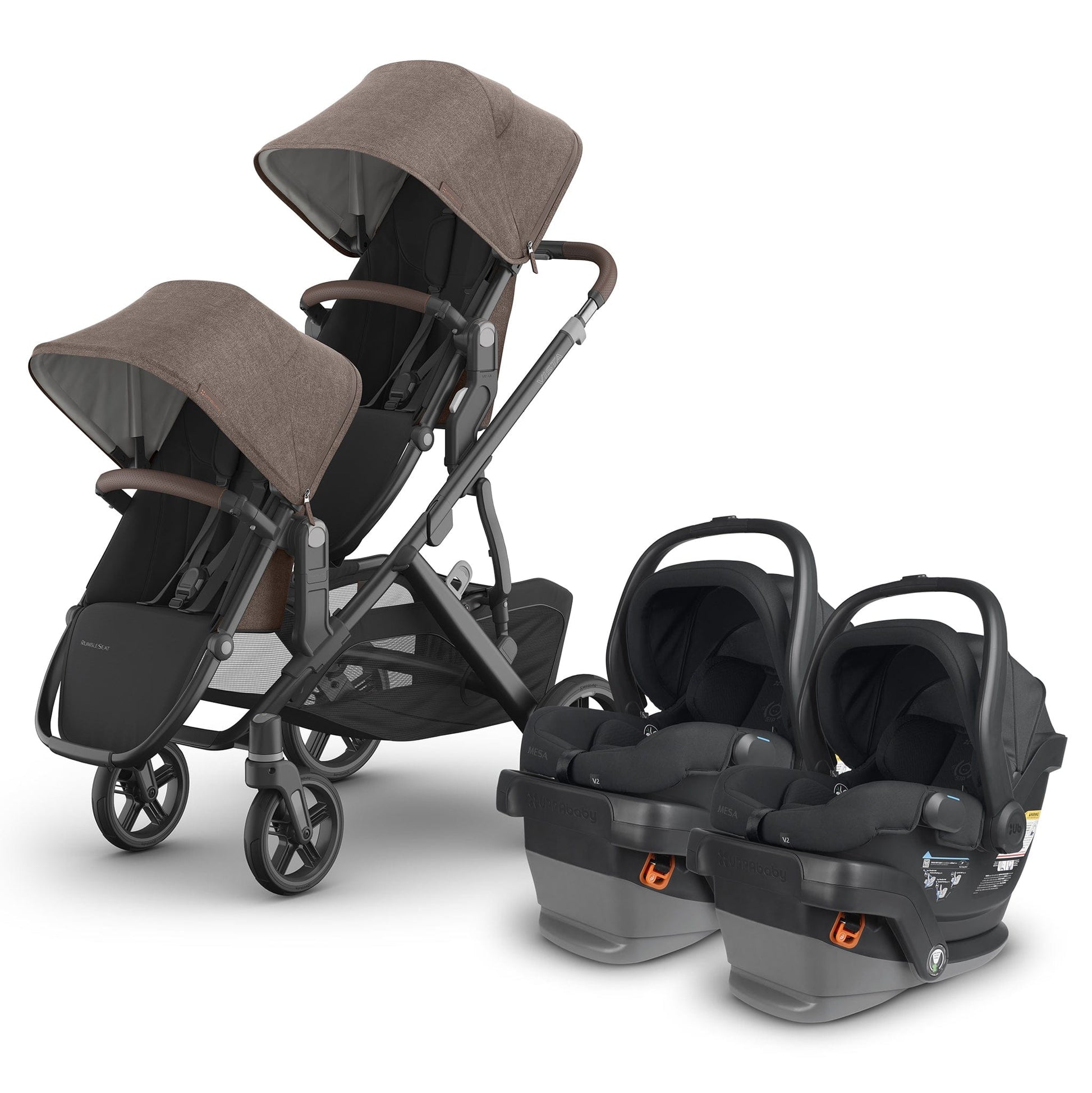 uppababy double stroller vista UPPAbaby Vista V3 Twin Stroller with RumbleSeat V3 + Mesa V2 Travel System Bundle