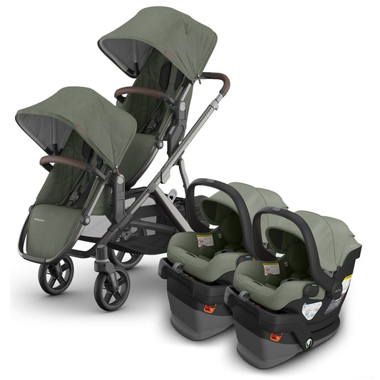 UPPAbaby Vista V3 Twin Stroller with RumbleSeat V3 + Mesa V3 Travel System Bundle - Evelyn / Evelyn - TWIN-V3-TRVL-MESA-V3-0303-VSO-NA-EVE