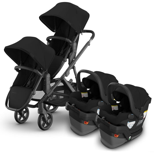 UPPAbaby Vista V3 Twin Stroller with RumbleSeat V3 + Mesa V3 Travel System Bundle - James / James