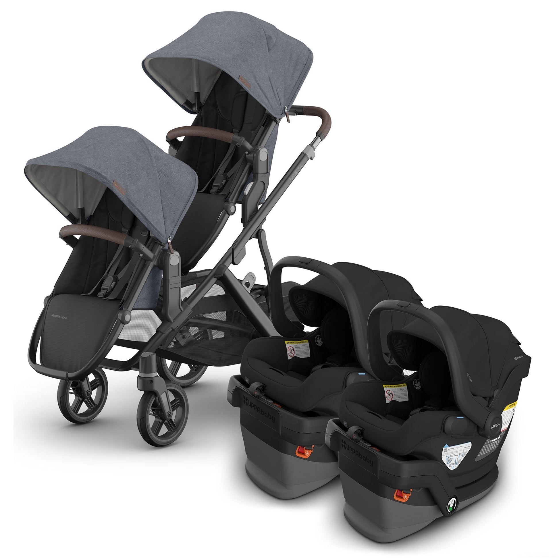 UPPAbaby Vista V3 Twin Stroller with RumbleSeat V3 + Mesa V3 Travel System Bundle - Julian / Jake - TWIN-V3-TRVL-MESA-V3-0303-VSO-NA-JUL
