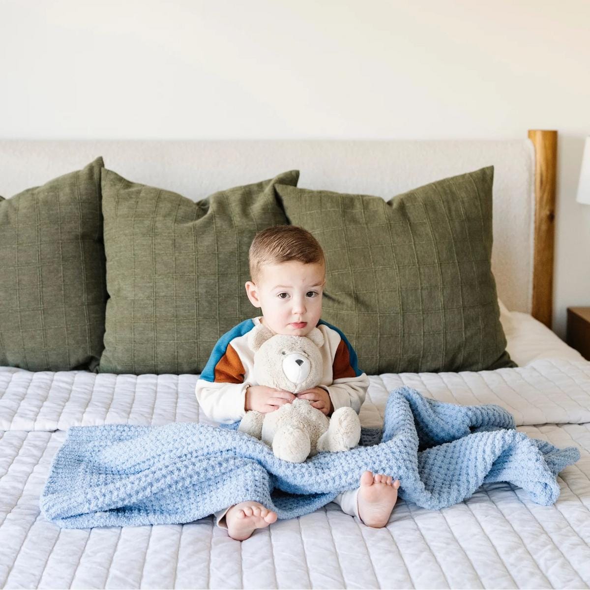 Saranoni Knit Waffle Receiving Blanket - Blue Jay