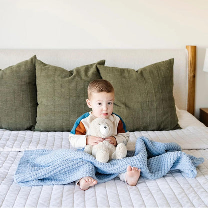 Saranoni Knit Waffle Receiving Blanket - Blue Jay