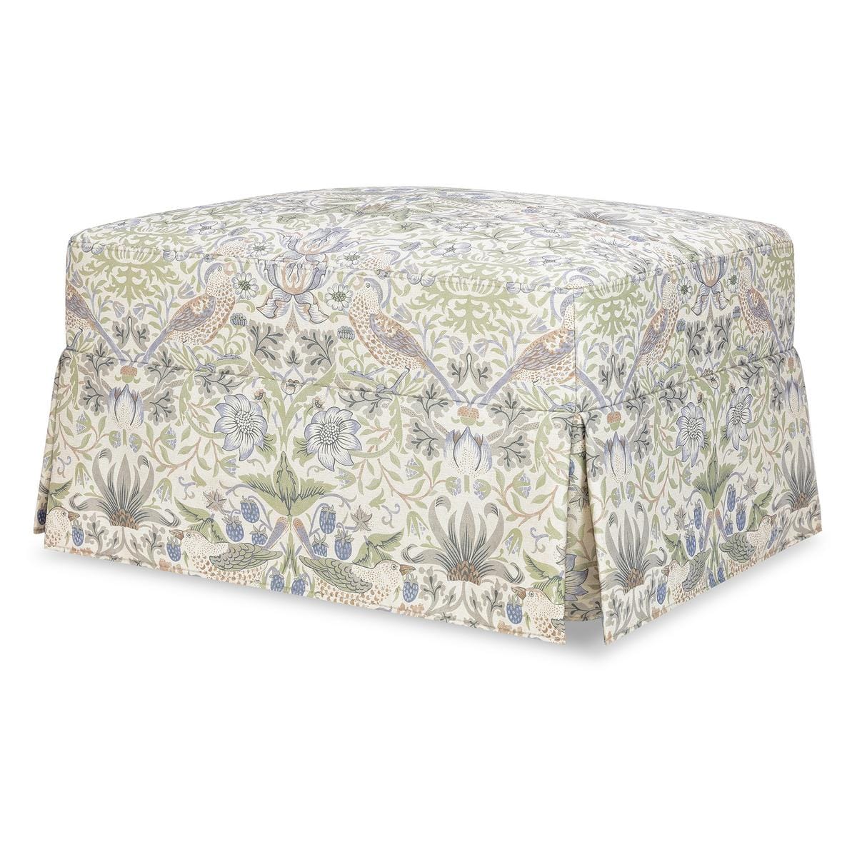 Morris & Co. x Namesake Crawford Gliding Ottoman - Strawberry Thief in Fig & Thyme - M21785TTFT