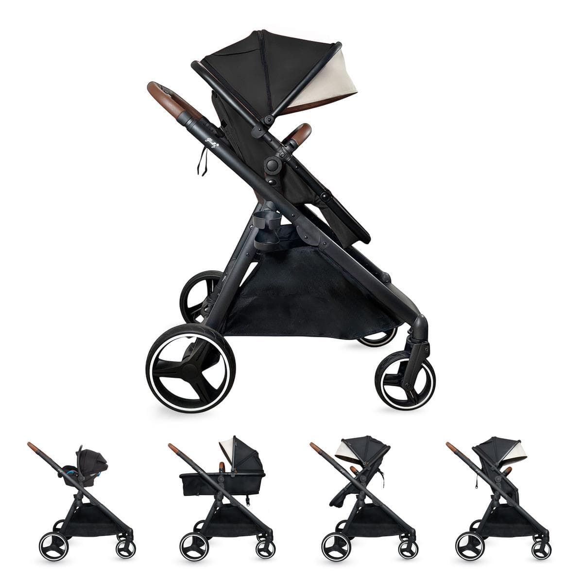 Gladly Family Piper Single-to-Double Stroller - Onyx - PIP-STR-ONY