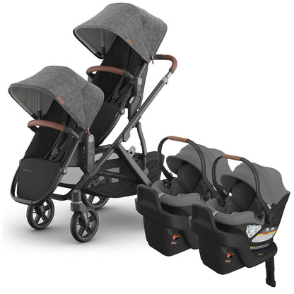 UPPAbaby Vista V3 Twin Stroller with RumbleSeat V3 + Aria Travel System Bundle - Greyson / Greyson - TWIN-V3-TRVL-ARIA-0303-VSO-NA-GRY