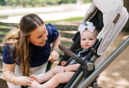 UPPAbaby Vista V3 Single-to-Double Stroller - Beau (Grey Chenille / Graphite Frame / Chestnut Leather)