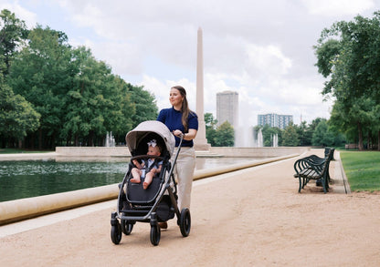 UPPAbaby Vista V3 Single-to-Double Stroller - Beau (Grey Chenille / Graphite Frame / Chestnut Leather)