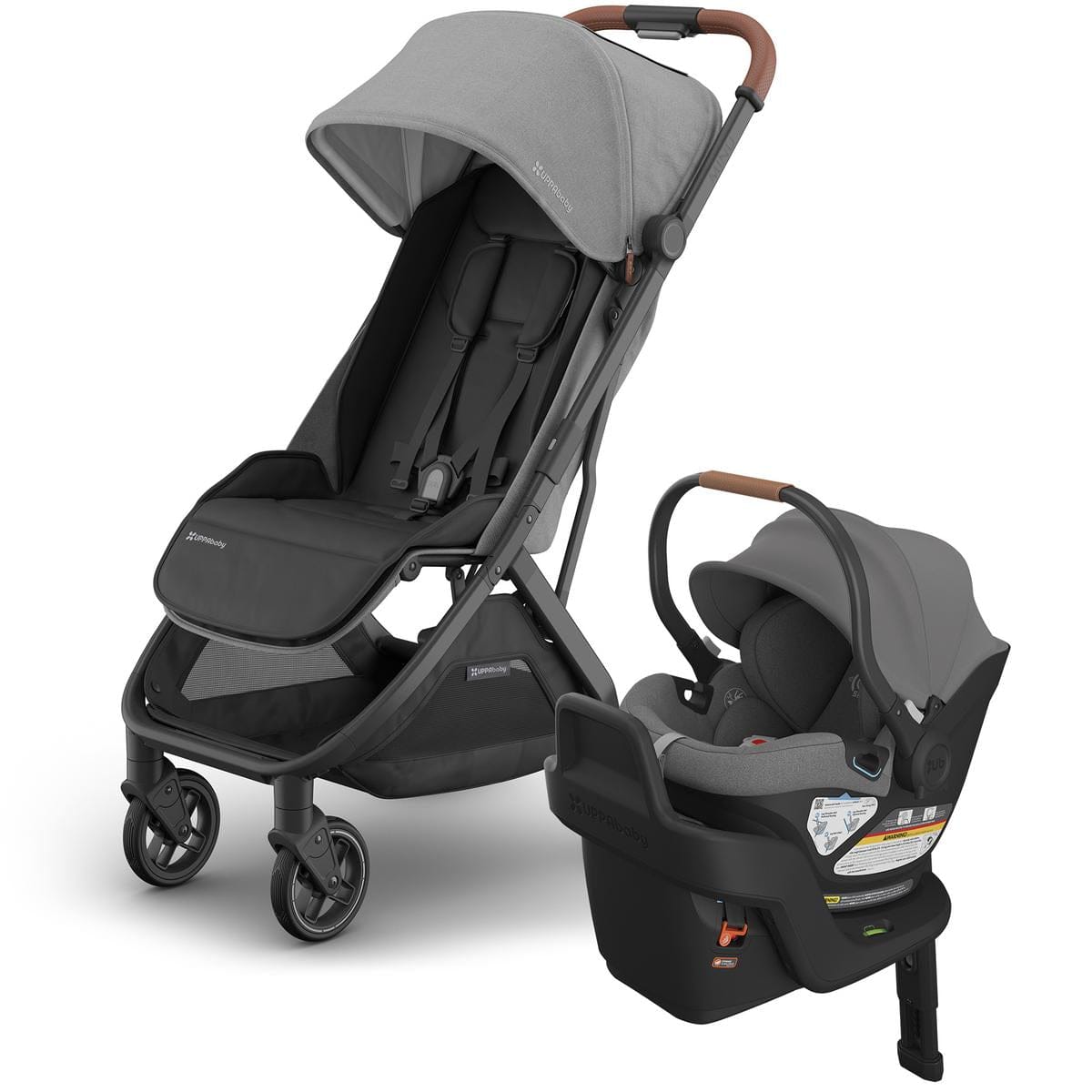 UPPAbaby Minu V3 Compact Stroller + Aria Travel System Bundle - Greyson / Greyson - TRVL-ARIA-0803-MIN-NA-GRY