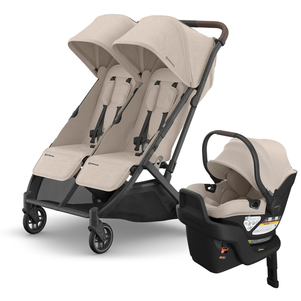 UPPAbaby Minu Duo Compact Double Stroller + Aria V2 Travel System Bundle - Ada - TRVL-ARIA-V2-0801-MND-NA-ADA
