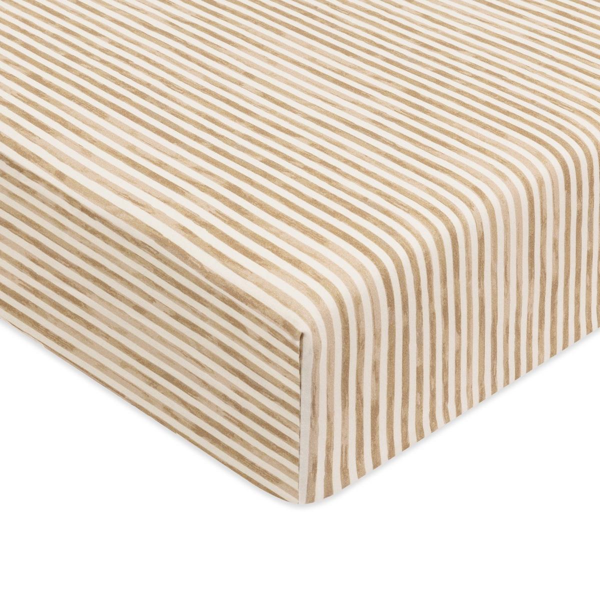 Babyletto crib sheet with tan and white pinstripe pattern