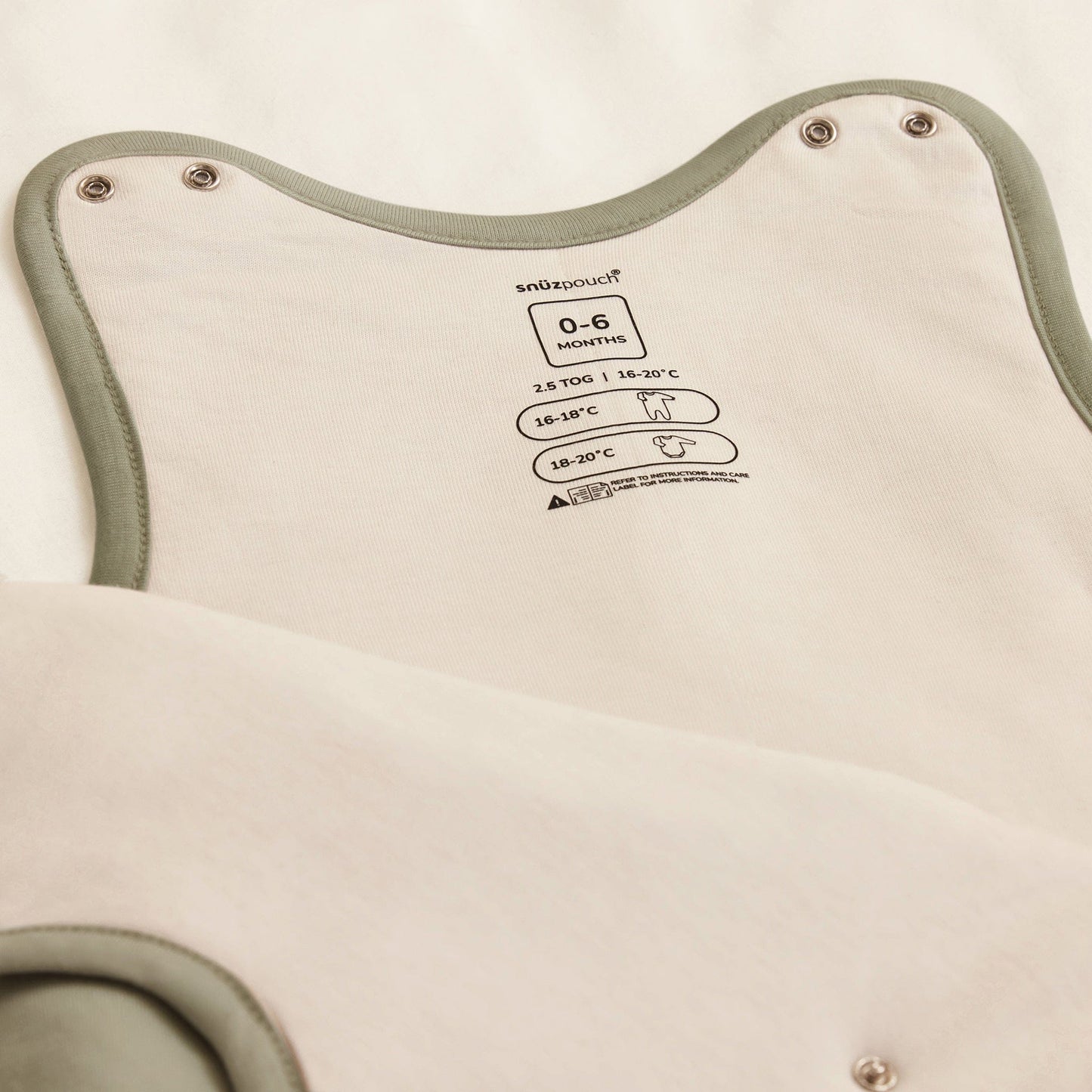 Snuz SnuzPouch Sleeping Bag, 1.0 TOG - Sage/Cross (0-6 months) - USSW008AF