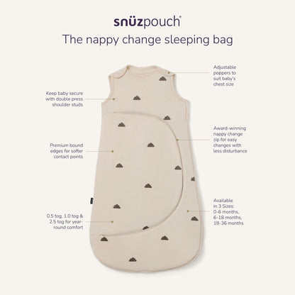 Snuz SnuzPouch Sleeping Bag, 2.5 TOG - Sand/Cloud (6-18 months) - USSW008DA