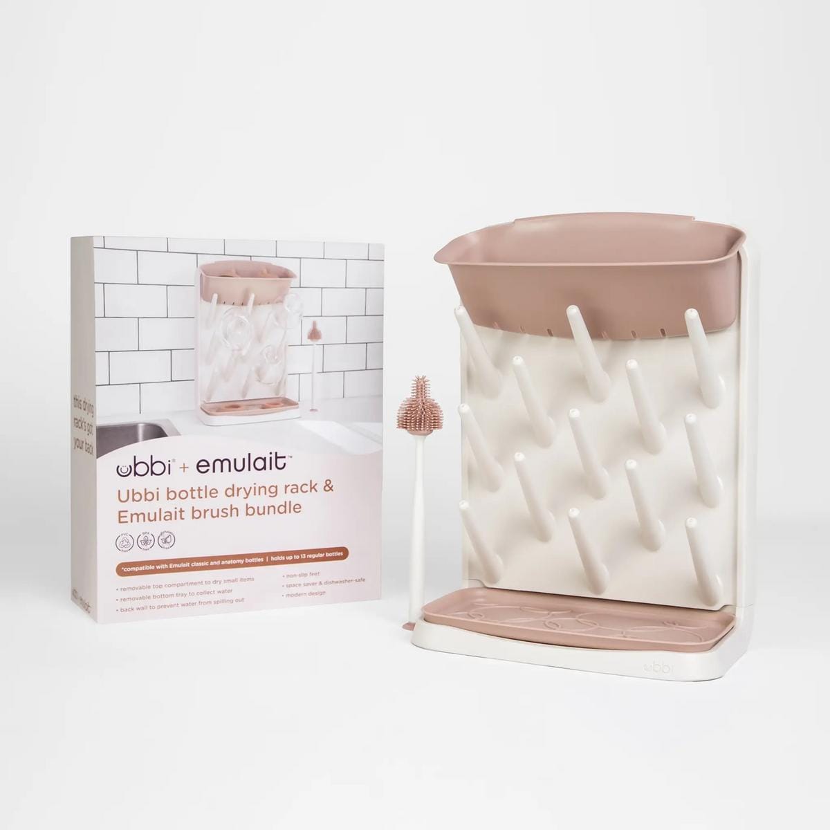 Emulait x Ubbi Drying Rack & Bottle Cleaning Brush - AS-CO-DRBB-UB