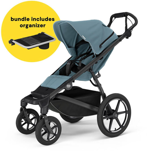 Thule Urban Glide 4-Wheel All-Terrain Stroller + Organizer Bundle - Mid-Blue