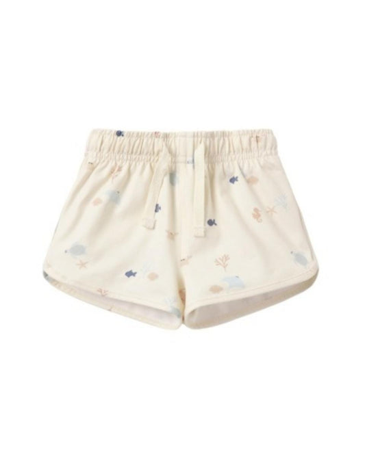 Quincy Mae Boys Swim Short Sea Life - Natural, 6-12M