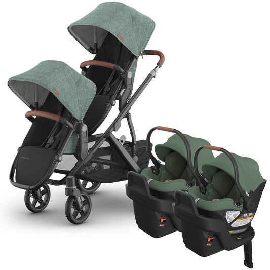 UPPAbaby Vista V3 Twin Stroller with RumbleSeat V3 + Aria Travel System Bundle - Gwen / Gwen - TWIN-V3-TRVL-ARIA-0303-VSO-NA-GWN