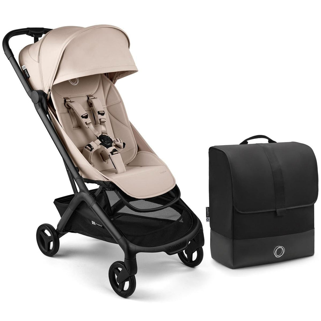 Bugaboo Butterfly 2 Complete Stroller + Travel Bag Bundle - Black / Desert Taupe / Desert Taupe