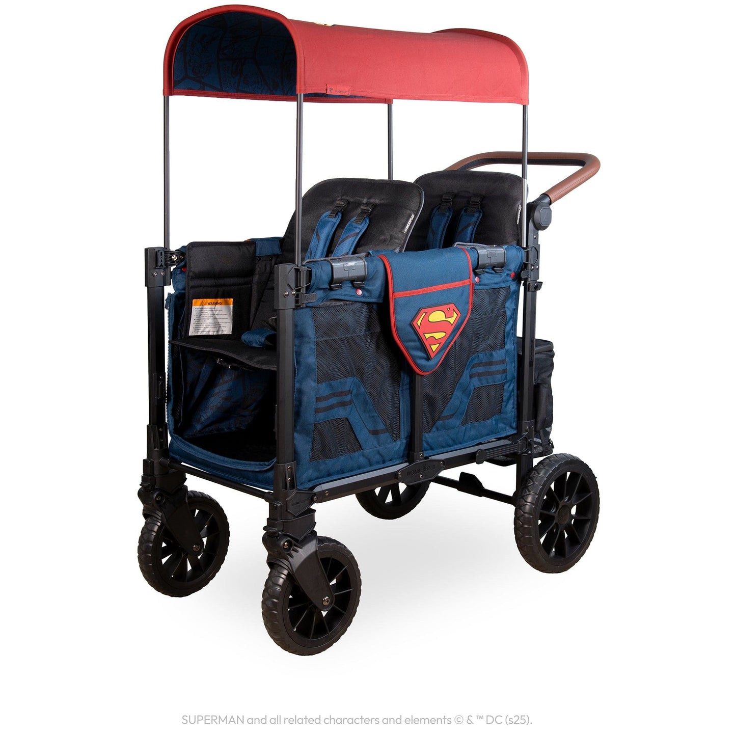 WonderFold W2 Luxe Pro (2 Seater) Double Stroller Wagon - Superman - W2LUXP-WBSP