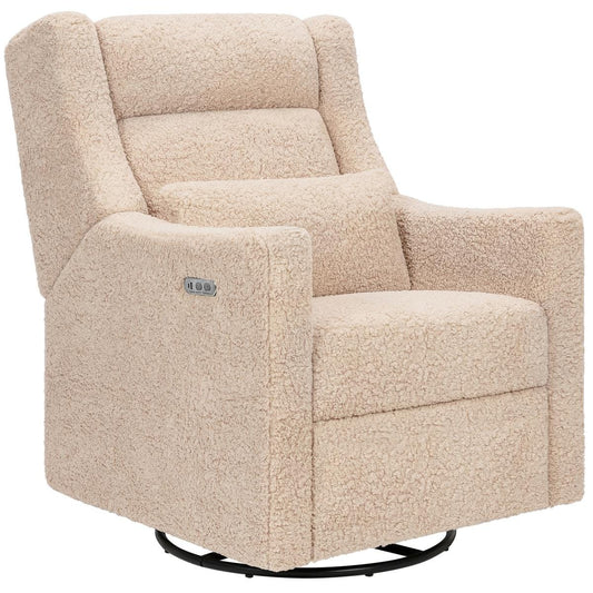 Babyletto Kiwi Plus Electric Recliner Swivel Glider w/ Adjustable Headrest + USB Port - Chai Shearling - M11286CSG