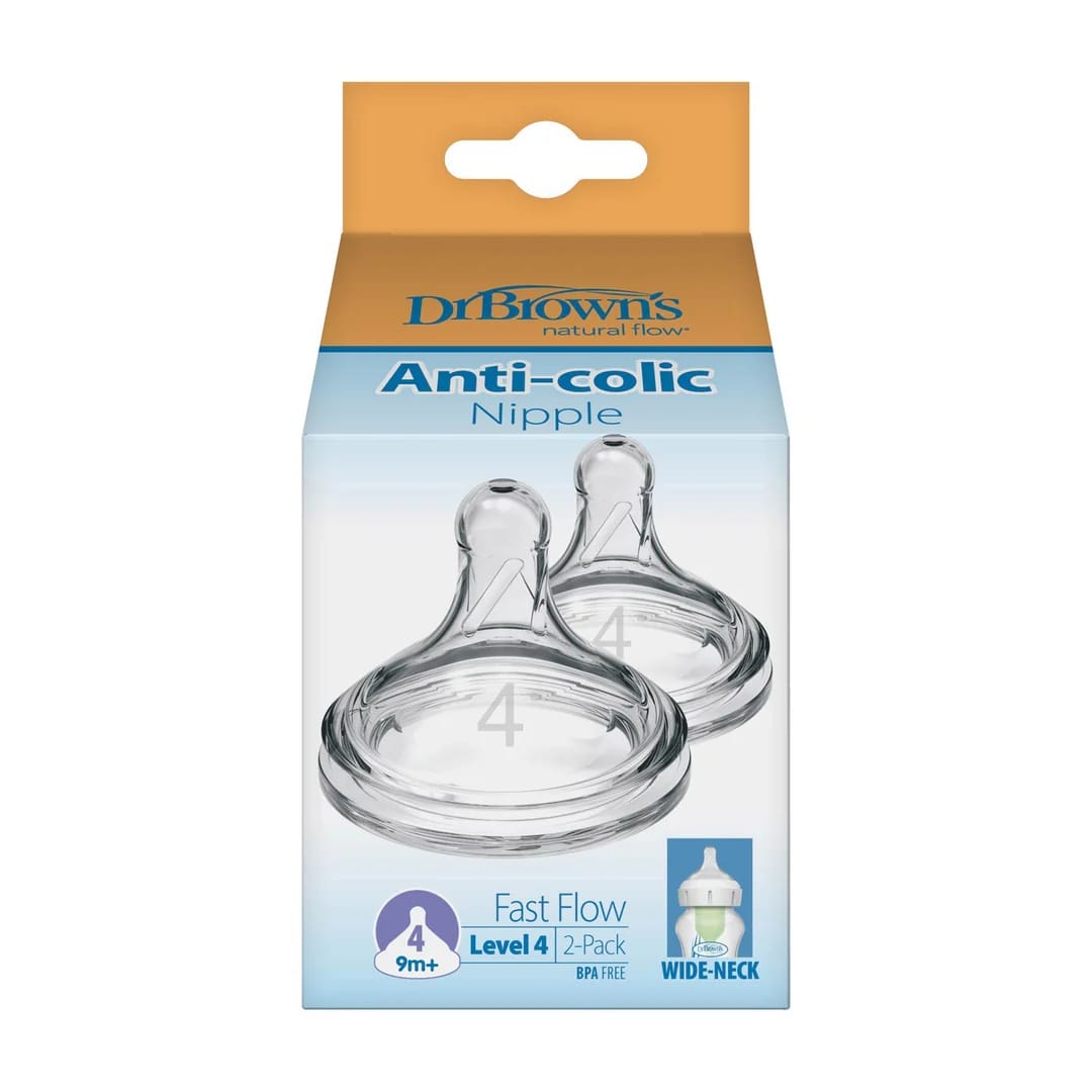 Dr. Brown's Natural Flow Wide-Neck Baby Bottle Silicone Nipple - Level 4, 2 Pack - Image 2