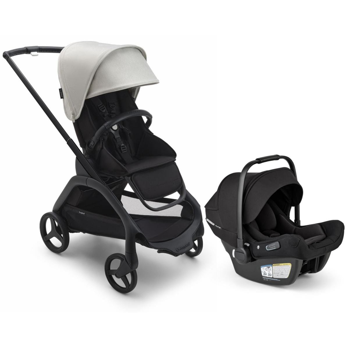 Bugaboo Dragonfly Stroller + Turtle Air Shield Travel System Bundle - Black / Midnight Black / Misty White / Black - 100176060-400016001-B