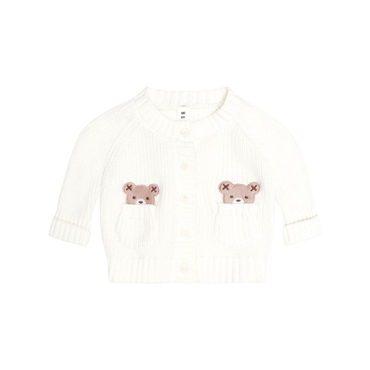 Huxbaby Peekaboo Hux Cardi – Almond Milk, 0-3M