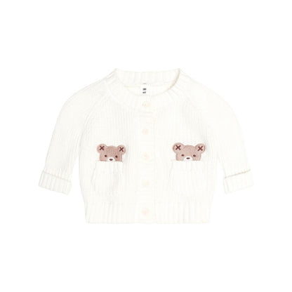 Huxbaby Peekaboo Hux Cardi – Almond Milk, 0-3M