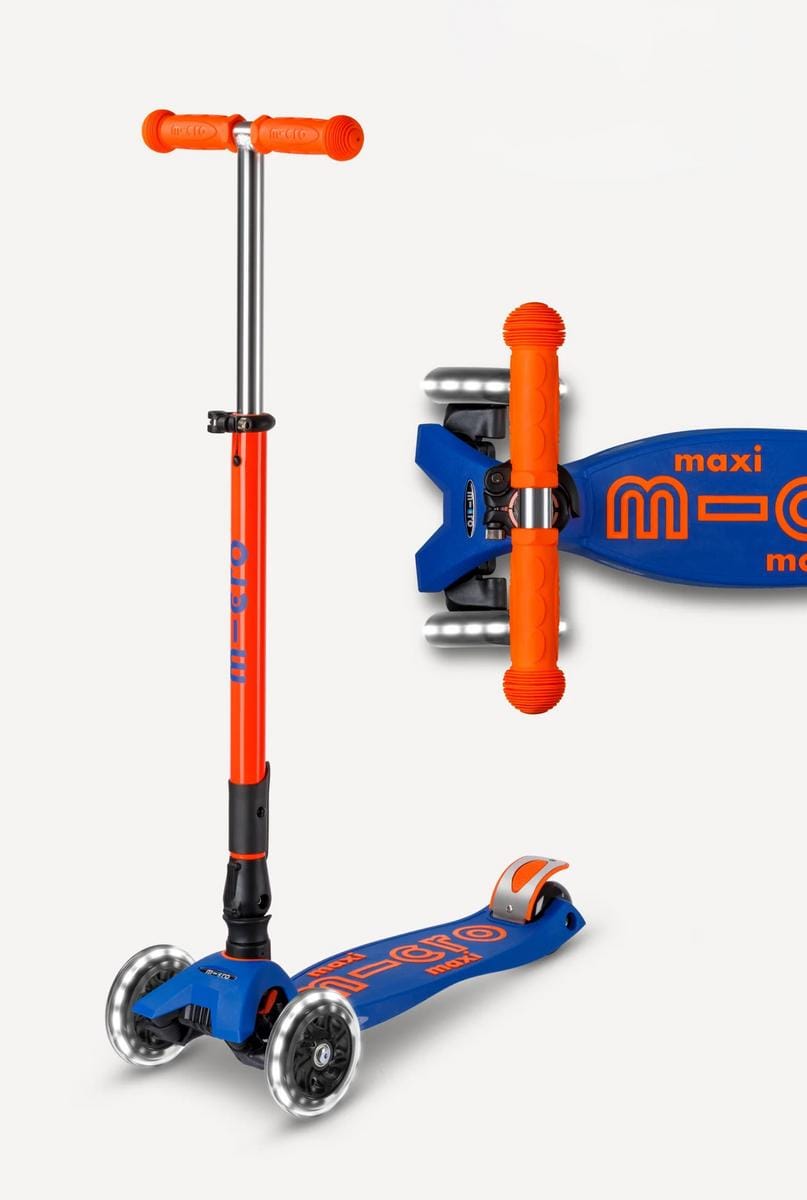 Micro Kickboard Maxi Deluxe Foldable LED Scooter - Neon Blaze Orange - MMD227