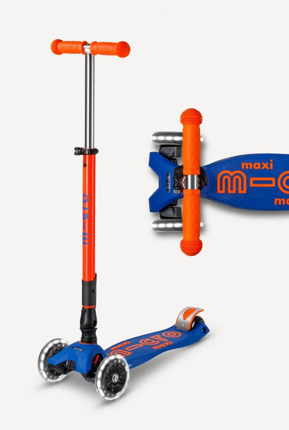 Micro Kickboard Maxi Deluxe Foldable LED Scooter - Neon Blaze Orange - MMD227