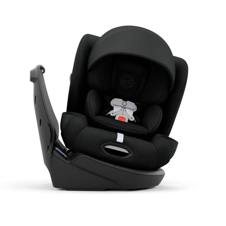 Cybex black rotating car seat with canopy and five point harness