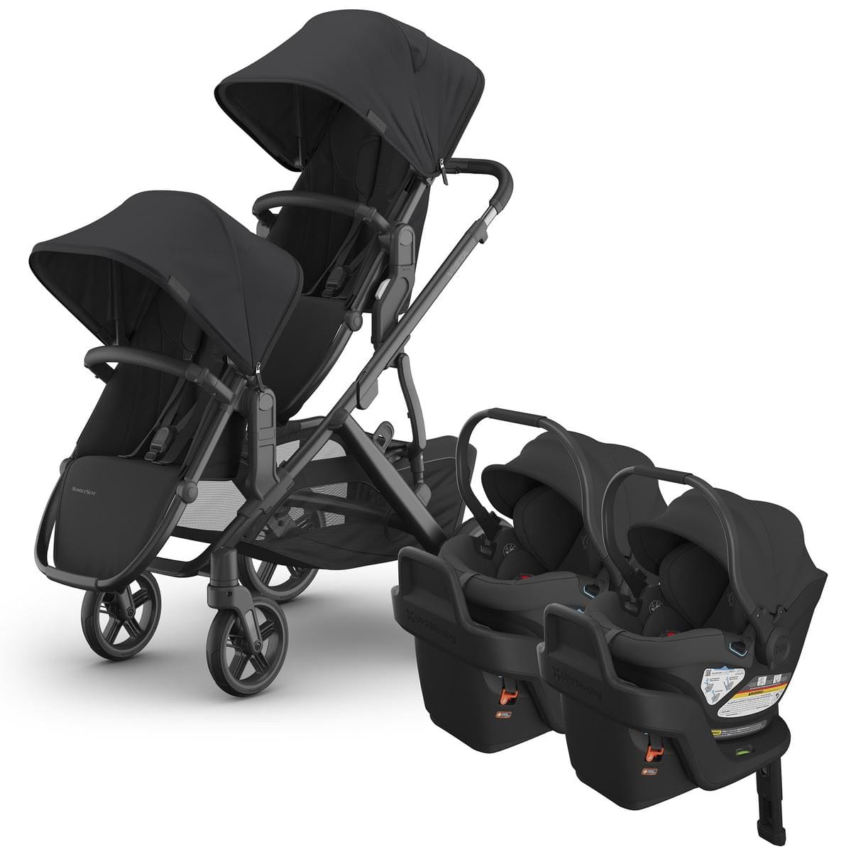 UPPAbaby Vista V3 Twin Stroller with RumbleSeat V3 + Aria Travel System Bundle - Jake / Jake - TWIN-V3-TRVL-ARIA-0303-VSO-NA-JKE