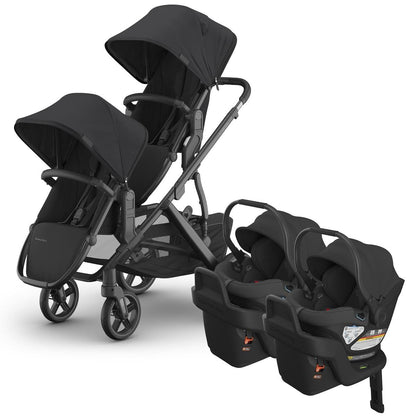 UPPAbaby Vista V3 Twin Stroller with RumbleSeat V3 + Aria Travel System Bundle - Jake / Jake - TWIN-V3-TRVL-ARIA-0303-VSO-NA-JKE