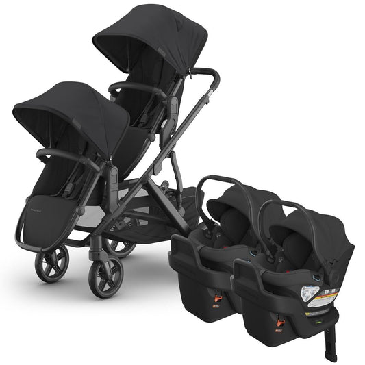 UPPAbaby Vista V3 Twin Stroller with RumbleSeat V3 + Aria Travel System Bundle - Jake / Jake - TWIN-V3-TRVL-ARIA-0303-VSO-NA-JKE