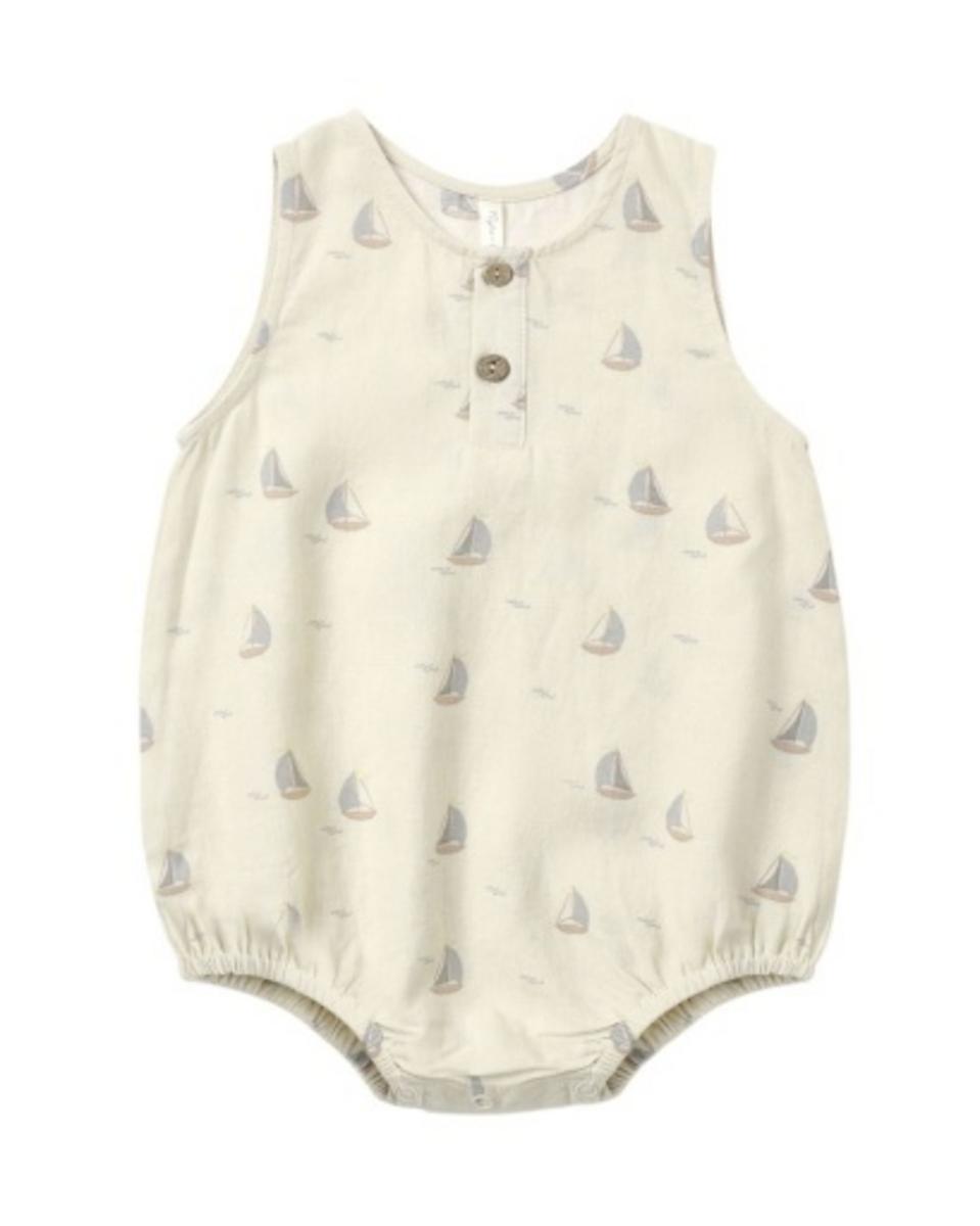 Rylee + Cru Beau Romper Sailboats - Natural, 18-24M