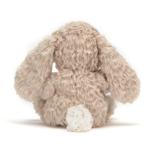 Beige Jellycat plush bunny with long floppy ears and a pink nose