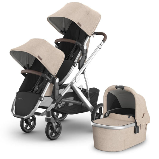 UPPAbaby Vista V3 Double Stroller with RumbleSeat V3 + Bassinet Bundle - Declan