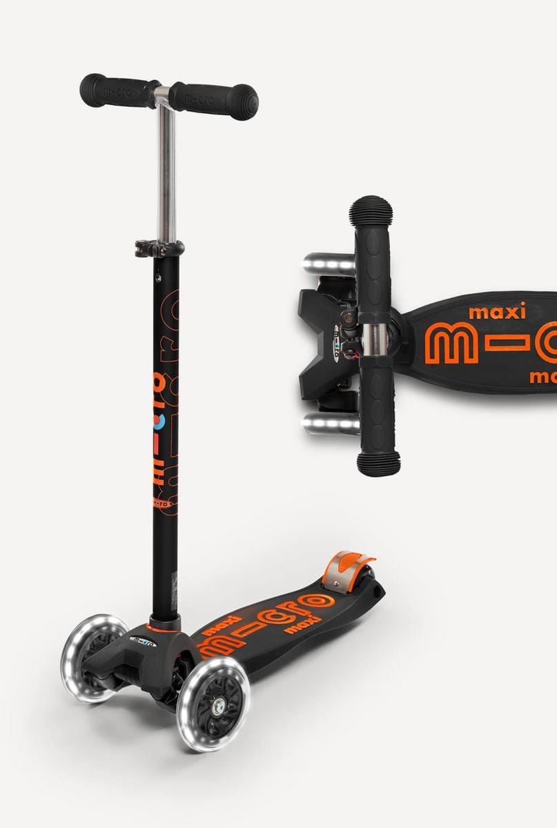 Micro Kickboard Maxi Deluxe LED Scooter - Black / Orange - MMD143
