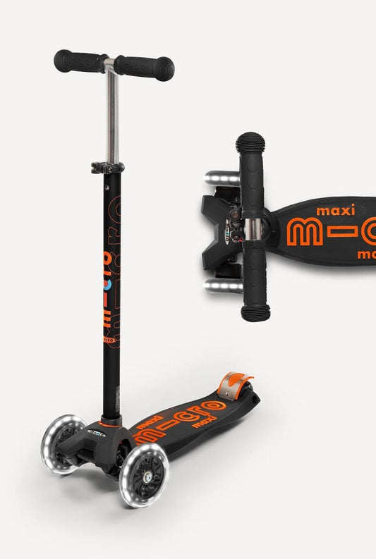 Micro Kickboard Maxi Deluxe LED Scooter - Black / Orange - MMD143